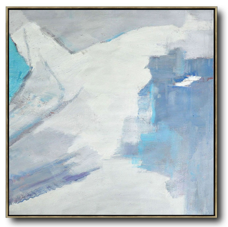 Large Abstract Art Handmade Oil Painting,Oversized Contemporary Art,Abstract Art Decor,Contemporary Painting,Sky Blue,White,Grey.etc